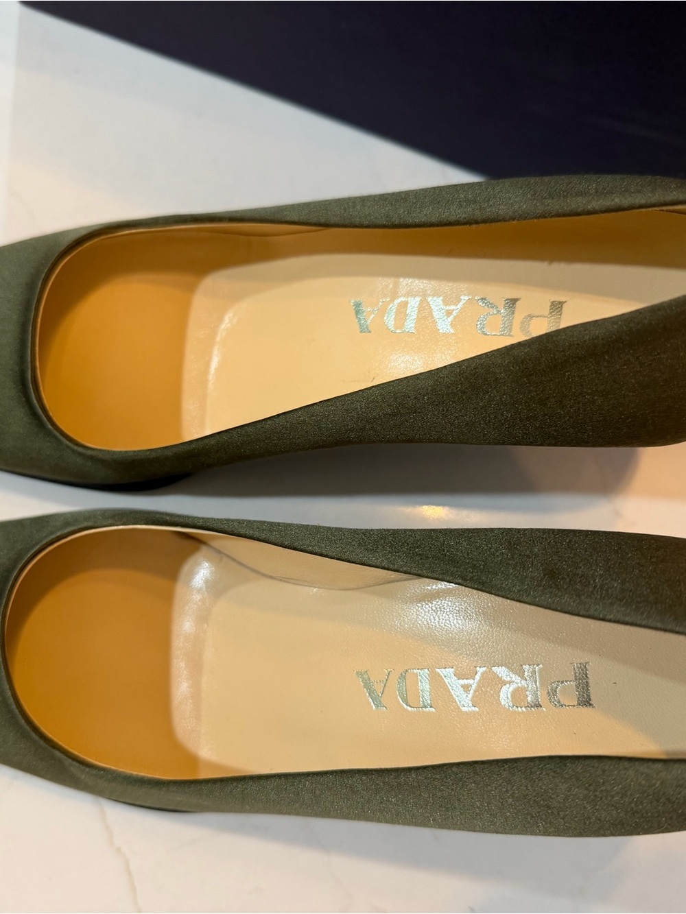 Vintage Prada "Tundra Raso" Satin Square Toe Heels - New With Original Box - Picture 2 of 9
